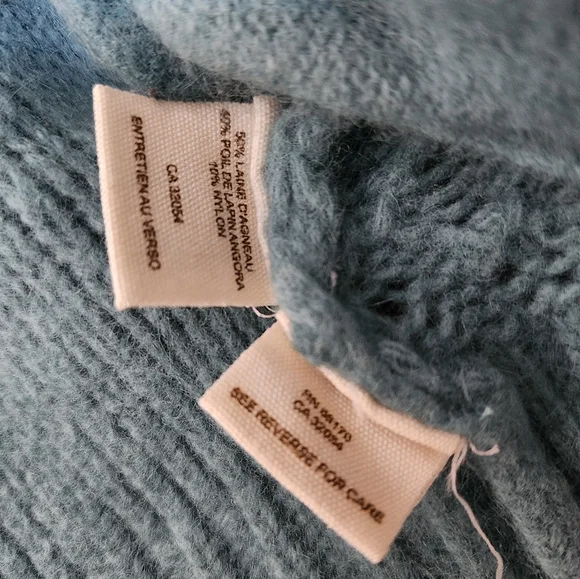 Women's Teal Button Up Woolen Angora Sweater w/ Pockets By Free People sz. Small - Picture 12 of 16